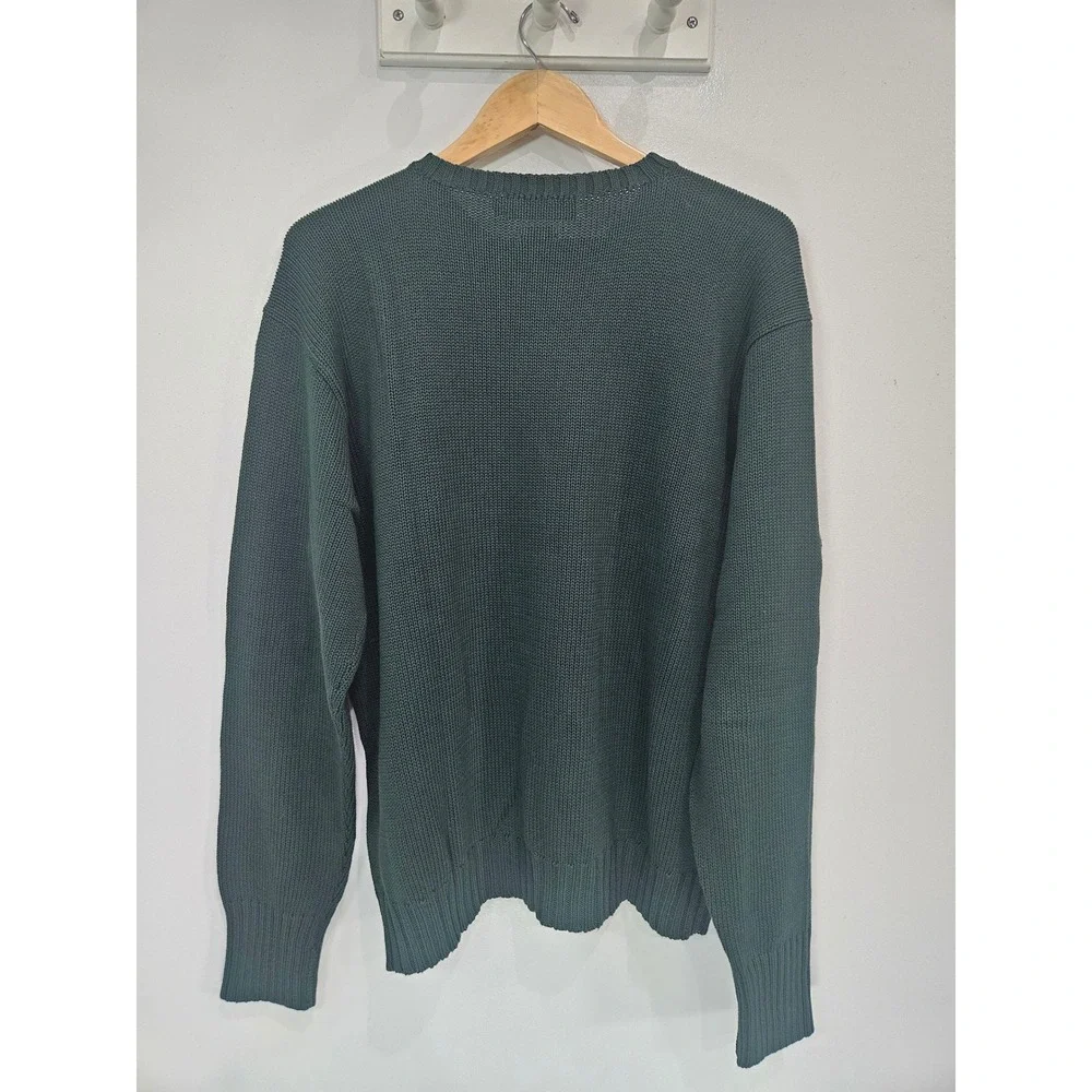 Polo Ralph Lauren Mens XL Hunter Green Cotton Shaker Knit Crew Neck Sweater
